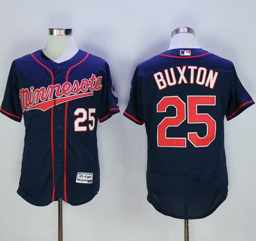 Twins #25 Byron Buxton Navy Blue Flexbase Authentic Collection Stitched MLB Jersey - Click Image to Close